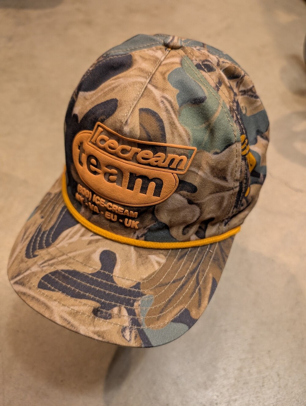 Icecream The Hunt Camo Baseball Cap - Brown/Green Snap Back Rope Puff Print